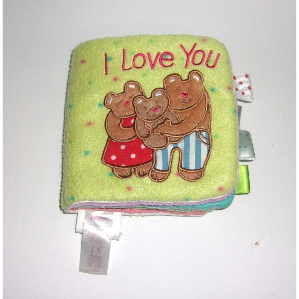 Taggies Cloth Book I Love You Plush Soft Washable Bears Baby 6x6 Sensory Toy